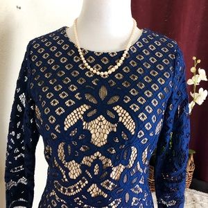 Gabby Skye Navy Lace Dress